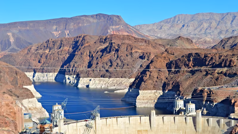 Hoover Dam and Lake Mead on the Nevada–Arizona border